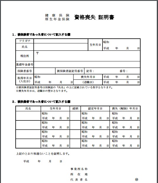 喪失 通知 雇用 保険 書 確認 資格